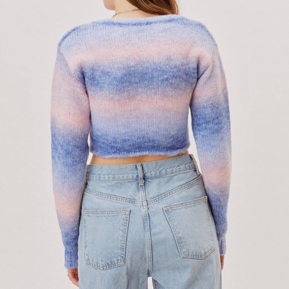 For Love and Lemons Celeste Twist Front Stripe Crop Sweater sz XS - Picture 5 of 11